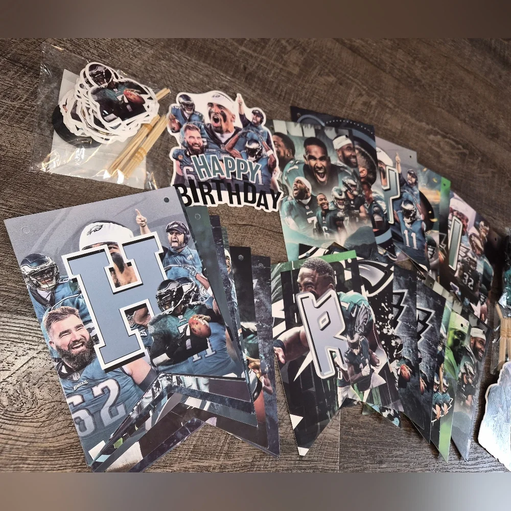 Philidelphia Eagles Football Themed Birthday Party Supplies Decorations Set NWT